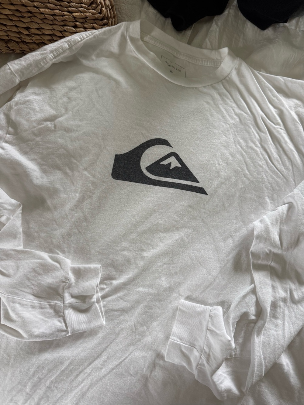 Quiksilver White Long-Sleeve Tee with Black Logo